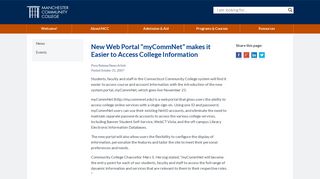 
                            8. New Web Portal “myCommNet” makes it Easier to Access ... - Manchester Community College Student Portal