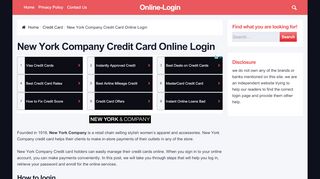 
                            6. New York Company Credit Card Online Login - Online-Login - Nyco Portal