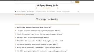 
                            7. Newspaper deliveries - SMH Subscribers - Sydney Morning Herald Subscription Portal