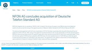 
NFON AG concludes acquisition of Deutsche Telefon ...  
