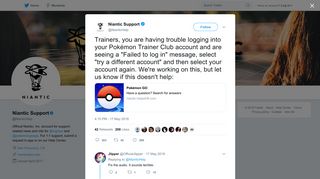 
Niantic Support on Twitter: "Trainers, you are having trouble ...
