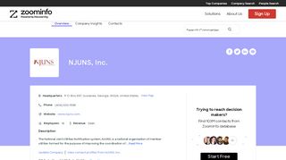
                            8. NJUNS, Inc. - Overview, News & Competitors | ZoomInfo.com - Njuns Portal