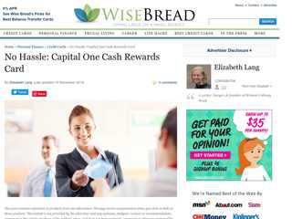 No Hassle: Capital One Cash Rewards Card