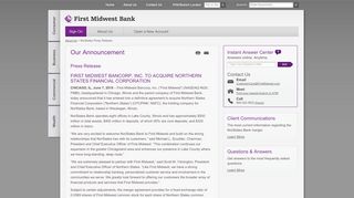 
                            3. NorStates Press Release - First Midwest Bank - Norstates Bank Portal