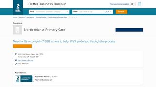 
North Atlanta Primary Care | Complaints | Better Business ...  
