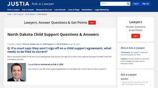 
                            8. North Dakota Child Support Questions & Answers :: Justia Ask a Lawyer - Nd Child Support Portal
