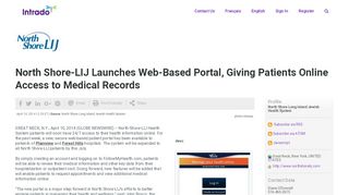 
                            5. North Shore-LIJ Launches Web-Based Portal, Giving Patients Online ... - North Shore Lij Patient Portal