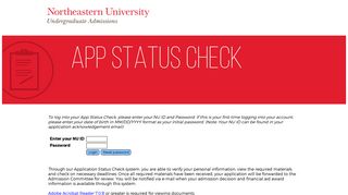 
                            2. Northeastern Applicant Status Check - Northeastern University - Northeastern Applicant Portal