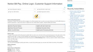 
Norton Bill Pay, Online Login, Customer Support Information  
