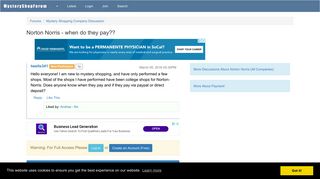 Norton Norris - when do they pay?? - Mystery Shopping Forum - Norton Norris Mystery Shopper Portal