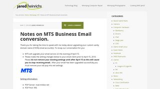 
                            7. Notes on MTS Business Email conversion. | Jared Heinrichs - Mts Bizmail Login