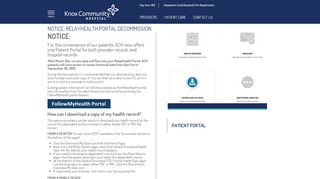 NOTICE: RelayHealth Portal Decommission | Knox Community Hospital - Kch Patient Portal