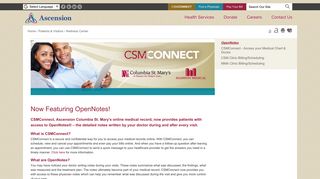 
                            1. Now Featuring OpenNotes! - Columbia St. Mary's - Csm Connect Patient Portal