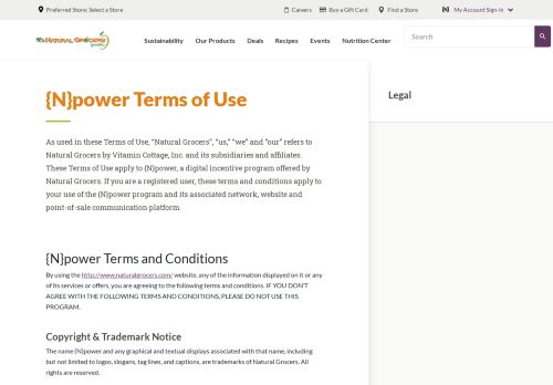 
                            8. {N}power Terms of Use | Natural Grocers - Natural Grocers Npower Portal