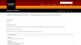 
                            6. NSERC Research Portal - Interruption in Service Oct 18/18 | Research ... - Nserc Portal