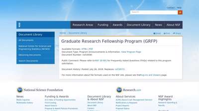 nsf19590 Graduate Research Fellowship Program (GRFP)  NSF ...