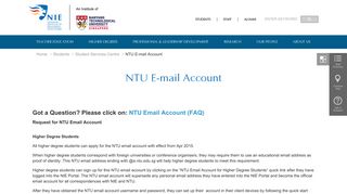 
                            7. NTU E-mail Account | National Institute of Education (NIE ... - Ntu Webmail Login