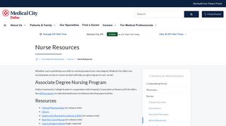 
Nurse Resources | Medical City Dallas

