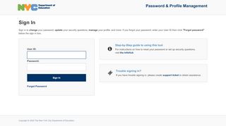 NYC DOE Password & Profile Management - Sign In