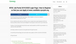 
                            8. NYSC Job Portal 2019/2020 Login Page | How to Register so that you ... - Nysc Job Portal