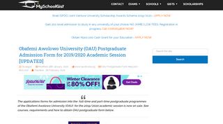 
                            8. OAU Postgraduate Admission Form 2018/2019 - MySchoolGist - Oau Postgraduate Portal