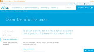 
                            2. Obtain Benefits Information - Aflac - Aflac Medicare Supplement Provider Portal