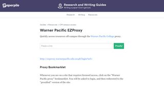 
                            8. Off-Campus Access @ Warner Pacific - Paperpile - Warner Pacific Portal