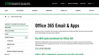 
Office 365 Email & Apps | University of North Dakota  

