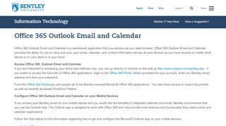 Office 365 Outlook Email and Calendar  Bentley University