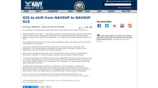OIS to shift from NAVSUP to NAVSUP GLS - Navy.mil - Ordnance Information System Portal