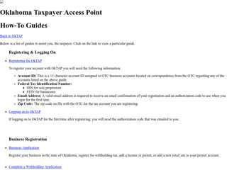 Oklahoma Taxpayer Access Point (OkTAP) - FAQ