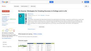 
On Course: Strategies for Creating Success in College and in ...  
