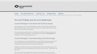 
                            7. On-Line Portfolio and On-Line Statements - Wilmington Trust - Wilmington Trust Portal