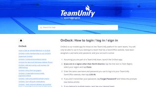 
                            1. OnDeck: How to login / log in / sign in - TeamUnify Knowledge ... - On Deck Swimming Login