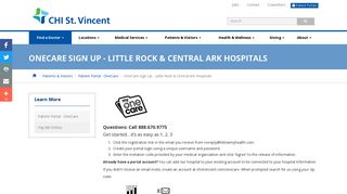 
                            3. OneCare Sign Up - Little Rock & Central Ark Hospitals - CHI St. Vincent - Chi St Vincent Patient Portal