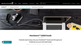 OneSmart™ debit loads - Air New Zealand - Airnz Co Nz Onesmart Portal