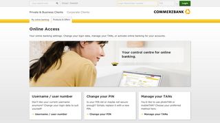 Online Access - Commerzbank - Commerzbank Privatkunden Online Banking Portal