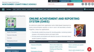 
Online Achievement and Reporting System (OARS)  

