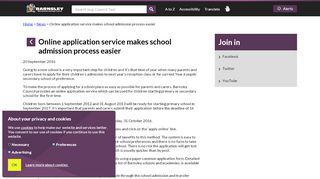 
                            9. Online application service makes school admission process ... - Barnsley Council School Admissions Portal