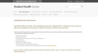 
Online Appointments | Student Health Center - Vanderbilt University ...
