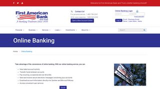 
                            4. Online Banking - First American Bank and Trust - First American Bank Online Banking Portal