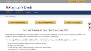 
Online Banking | Mariner's Bank, NJ  

