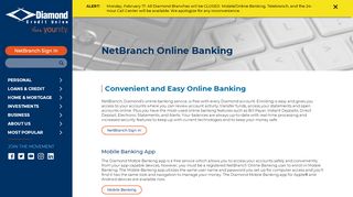 
                            2. Online Banking Services: NetBranch | Banking | DIAMOND CU