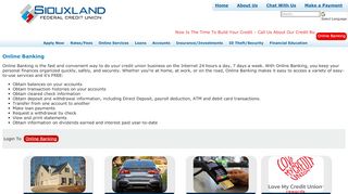 
                            1. Online Banking - Siouxland FCU - Home Page - Siouxland Federal Credit Union Portal