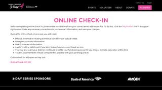 
                            5. Online Check-In - The Susan G. Komen 3-Day - The3day Portal