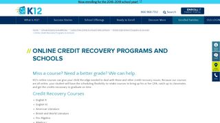 
                            5. Online Credit Recovery Programs and Schools | K12 - K12.com - A Ls Credit Recovery Portal