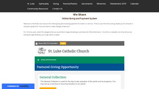 
                            7. Online Giving and Payment System - St. Luke Catholic Church - Weshare Online Giving Portal