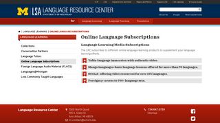 
Online Language Subscriptions | U-M LSA lrc - College of LSA  
