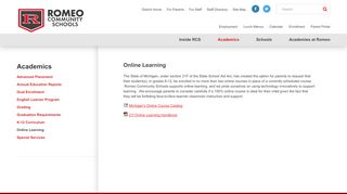
                            4. Online Learning - Academics - Romeo Community Schools - Romeo Schools Parent Portal