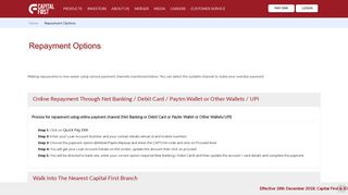 
                            4. Online Loan Repayment Options | IDFC FIRST ... - Capital First - Capital First Portal Personal Loan